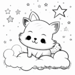 Kawaii Fox in a Dreamy Night Sky Coloring Pages 3