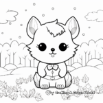 Kawaii Fox in Autumn Scene Coloring Pages 2