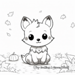 Kawaii Fox in Autumn Scene Coloring Pages 3