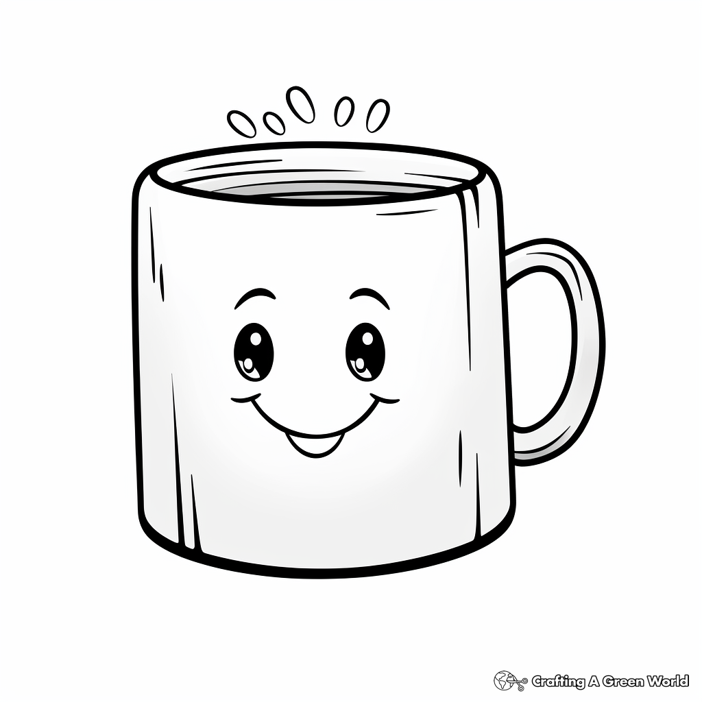Kid-Friendly Cartoon Coffee Mug Coloring Pages 1