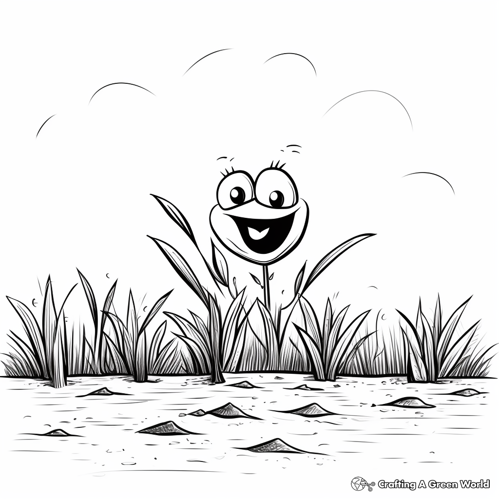 Kid Friendly Cartoon Grass Coloring Pages 4