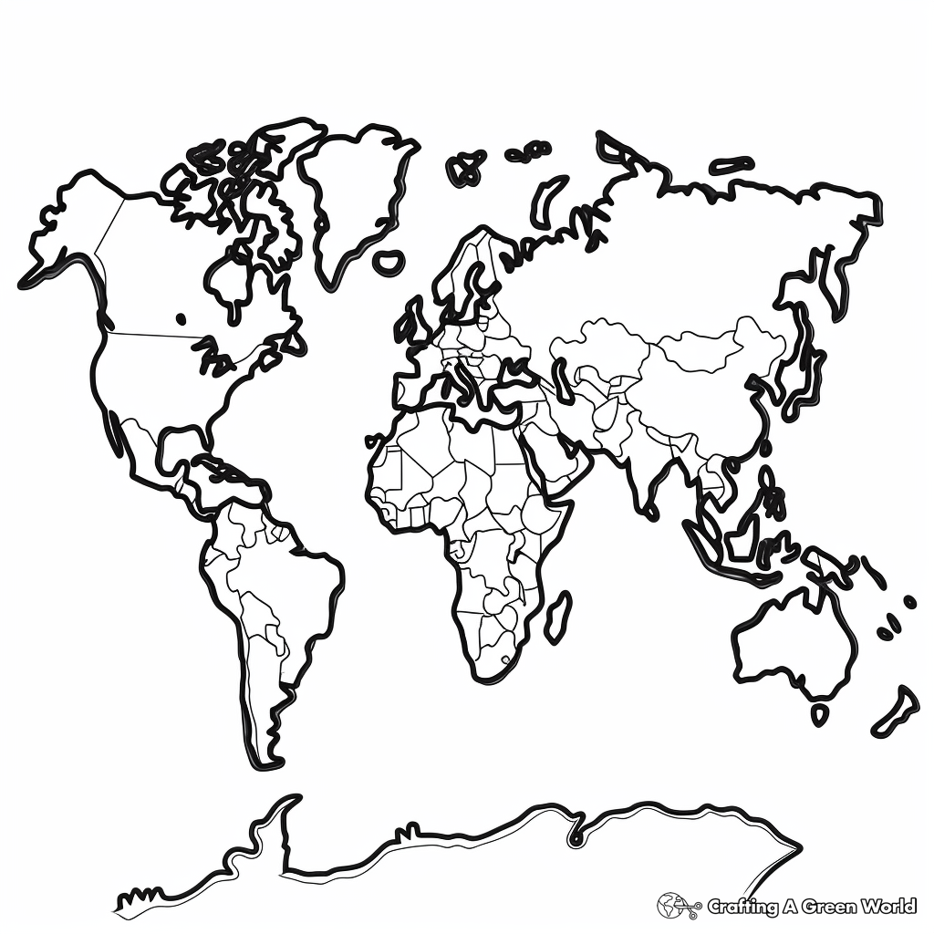 Kid-Friendly Continent Map Coloring Pages 1