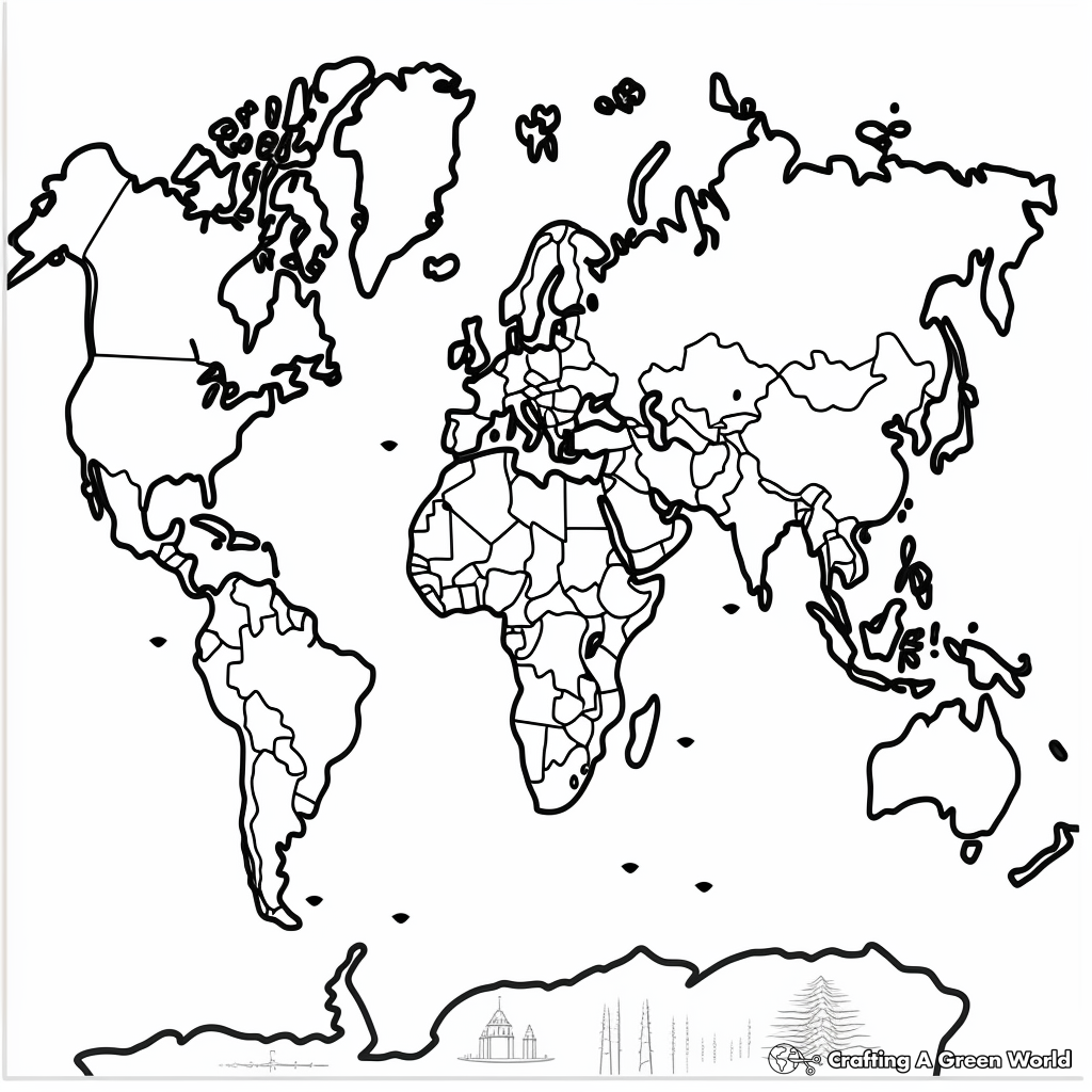 Kid-Friendly Continent Map Coloring Pages 2