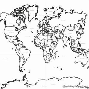 Kid-Friendly Continent Map Coloring Pages 3