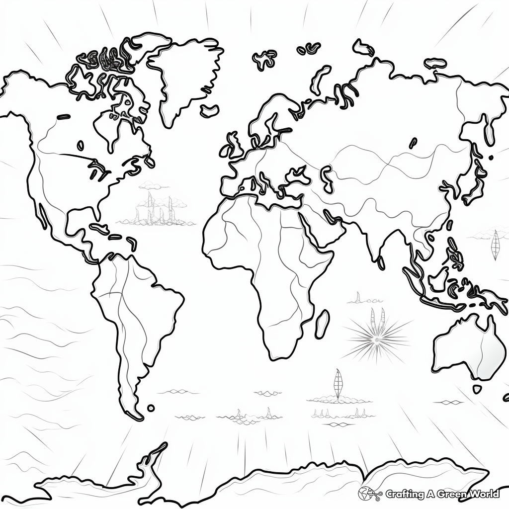 Kid-Friendly Continent Map Coloring Pages 4