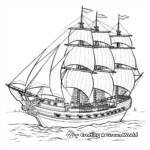 Kid-Friendly Pirate Schooner Coloring Pages 1