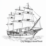Kid-Friendly Pirate Schooner Coloring Pages 3
