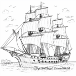 Kid-Friendly Pirate Schooner Coloring Pages 4