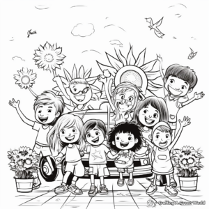 Kids Celebrating Last Day of School Coloring Pages 1