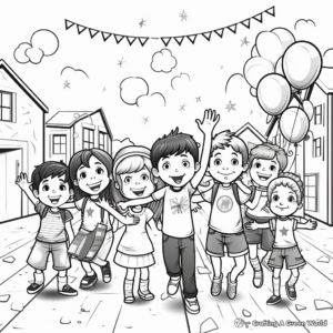 Kids Celebrating Last Day of School Coloring Pages 2