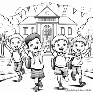 Kids Celebrating Last Day of School Coloring Pages 4