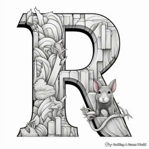 Letter R Hidden in Rabbit Picture Coloring Page 2