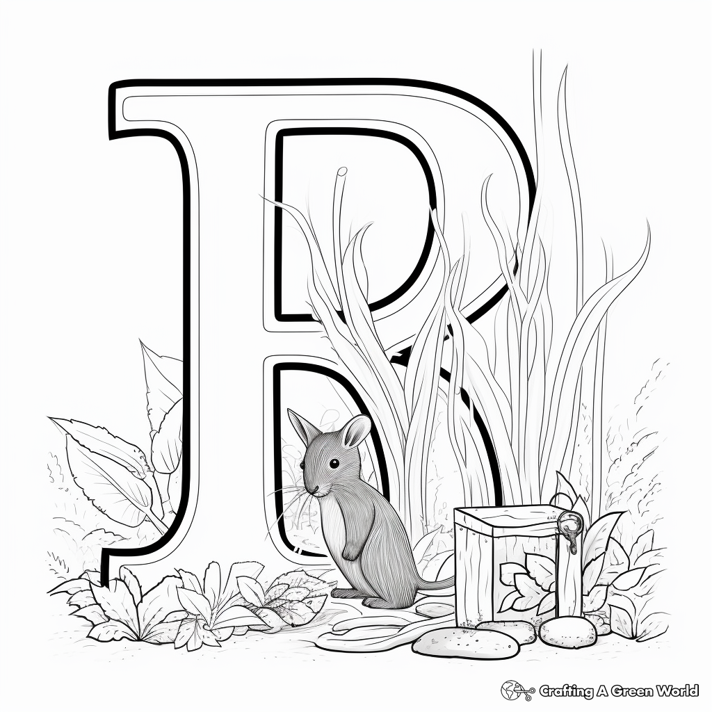 Letter R Hidden in Rabbit Picture Coloring Page 4