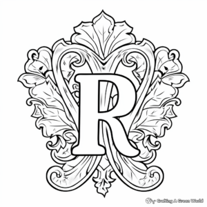 Letter R with a Royal Crown Kid Coloring Page 1
