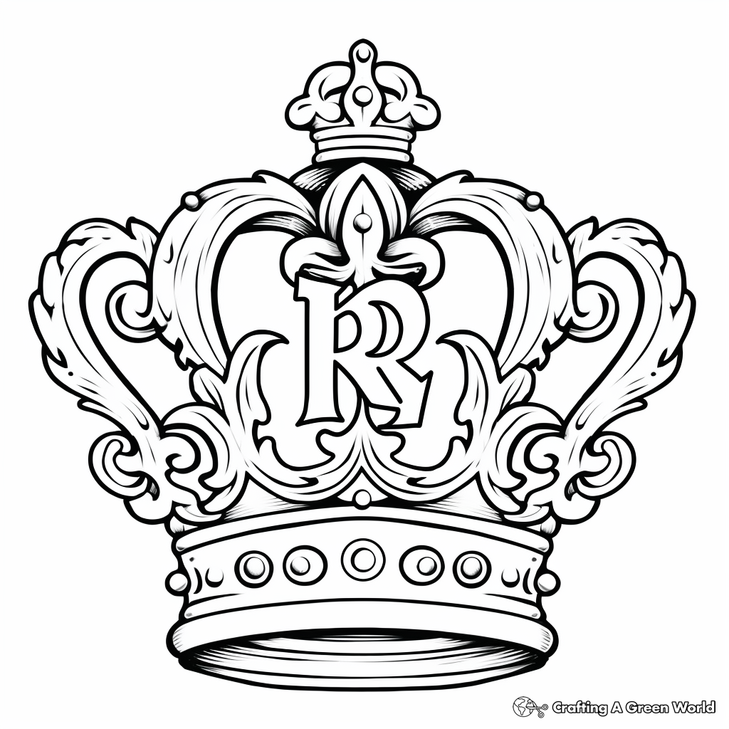 Letter R with a Royal Crown Kid Coloring Page 2