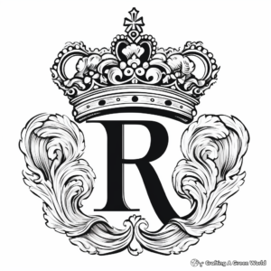 Letter R with a Royal Crown Kid Coloring Page 3