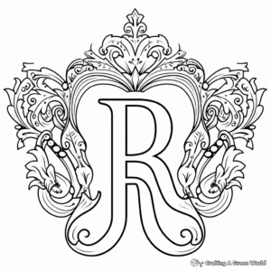 Letter R with a Royal Crown Kid Coloring Page 4