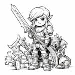 Link's Familiar Items and Weapons Coloring Pages 1