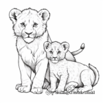 Lion Cub Family Coloring Pages: Male, Female, and Cubs 1