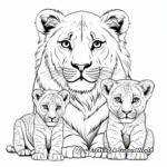 Lion Cub Family Coloring Pages: Male, Female, and Cubs 2