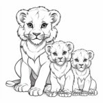 Lion Cub Family Coloring Pages: Male, Female, and Cubs 3