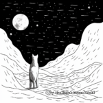 Lone Wolf and Falling Snow Howling at the Moon Coloring Pages 1