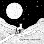 Lone Wolf and Falling Snow Howling at the Moon Coloring Pages 2