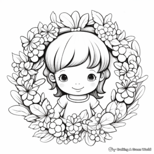 Lovely Christmas Wreath Coloring Pages 3