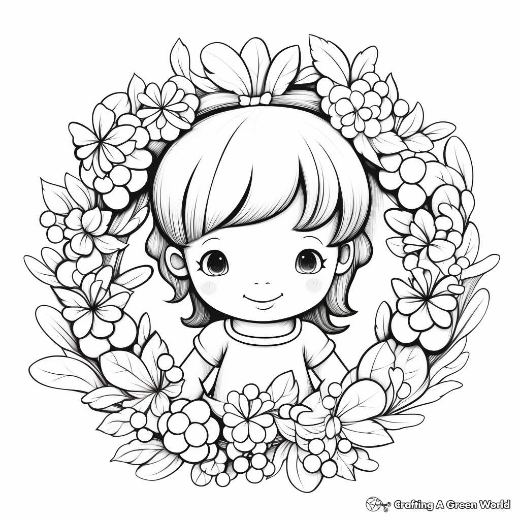 Lovely Christmas Wreath Coloring Pages 3