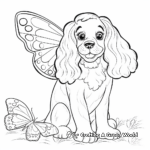 Lovely Cocker Spaniel and Butterfly Coloring Pages 2
