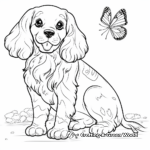 Lovely Cocker Spaniel and Butterfly Coloring Pages 3