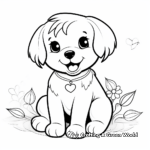 Lovely Golden Retriever Kawaii Coloring Pages 1