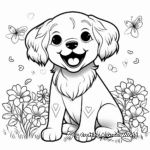 Lovely Golden Retriever Kawaii Coloring Pages 4