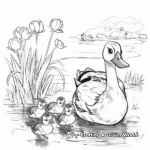 Lovely Mother Duck and Ducklings Coloring Pages 1