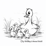 Lovely Paper Duck and Ducklings Coloring Pages 1