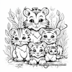 Loving Tiger Family in a Forest Coloring Pages 1
