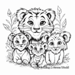 Loving Tiger Family in a Forest Coloring Pages 2