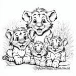 Loving Tiger Family in a Forest Coloring Pages 3