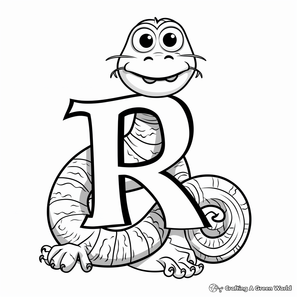 Lowercase Letter R in Cursive Coloring Page 2