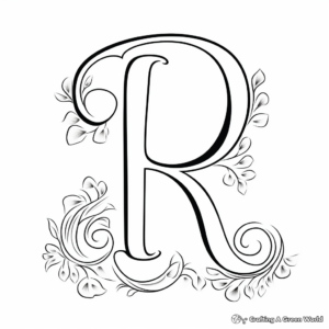 Lowercase Letter R in Cursive Coloring Page 3