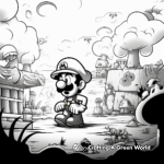 Luigi and Mushroom: A Super Mario Scene Coloring Pages 1