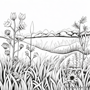 Lush Green Meadow Coloring Pages 2