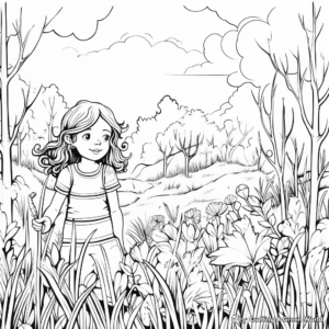 Lush Green Meadow Coloring Pages 3