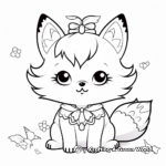 Magical Kawaii Fox Coloring Pages for Kids 1