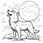 Majestic Grey Wolf Howling at the Moon Coloring Pages 2