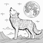 Majestic Grey Wolf Howling at the Moon Coloring Pages 3