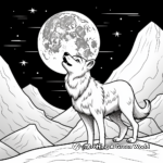 Majestic Grey Wolf Howling at the Moon Coloring Pages 4