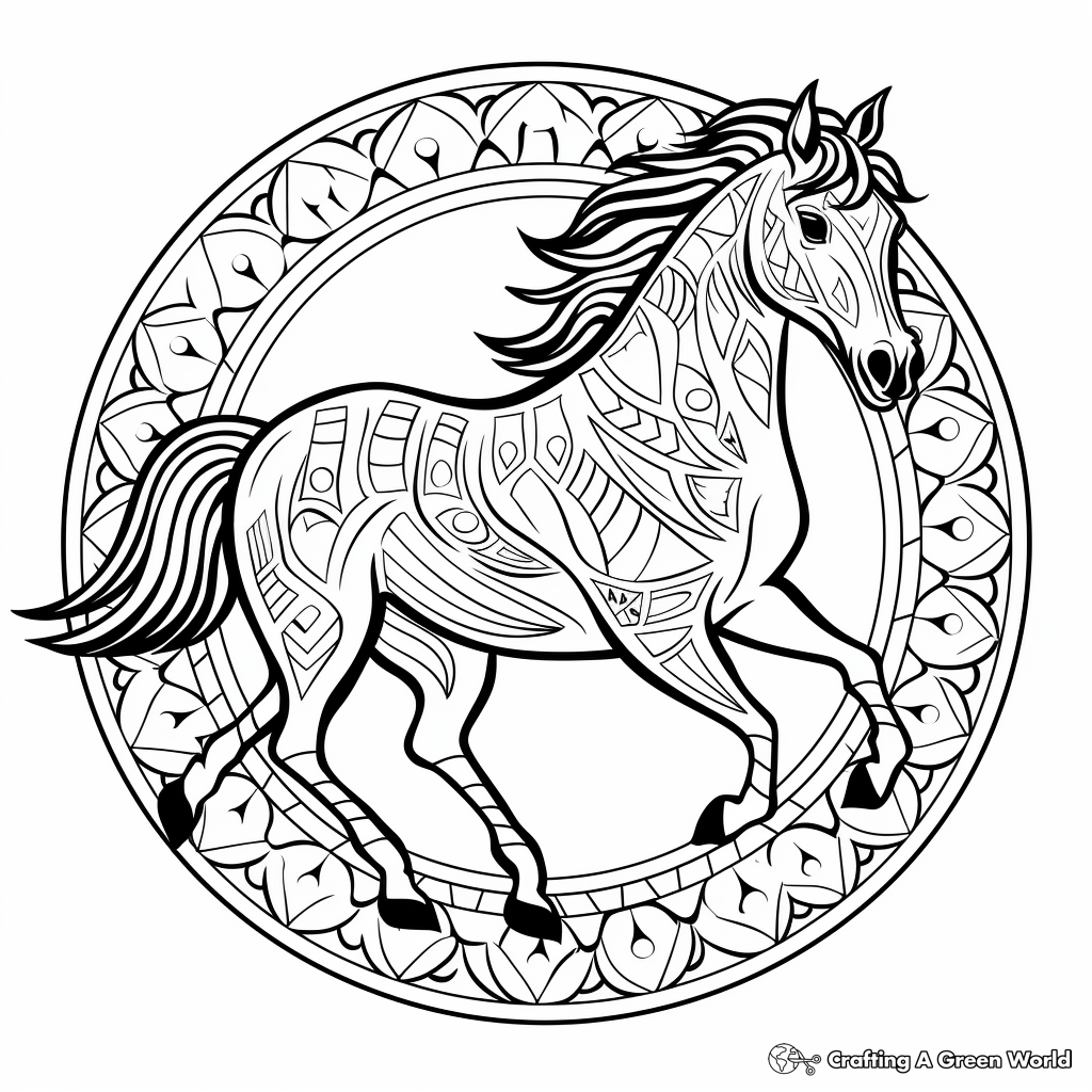 Majestic Stallion Horse Mandala Coloring Pages 2
