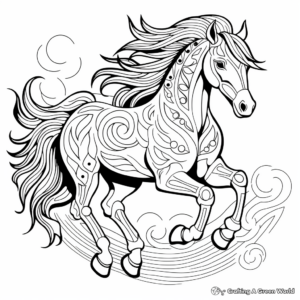 Majestic Stallion Horse Mandala Coloring Pages 3