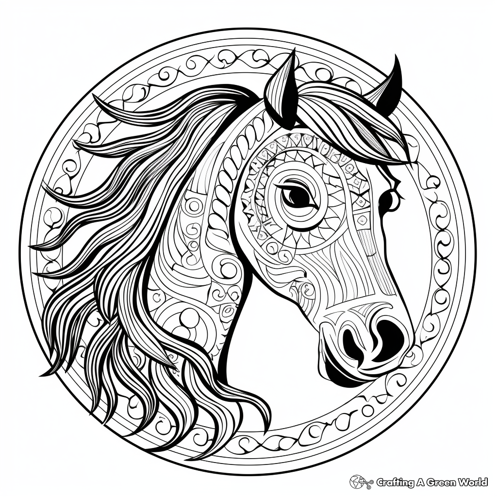 Majestic Stallion Horse Mandala Coloring Pages 4